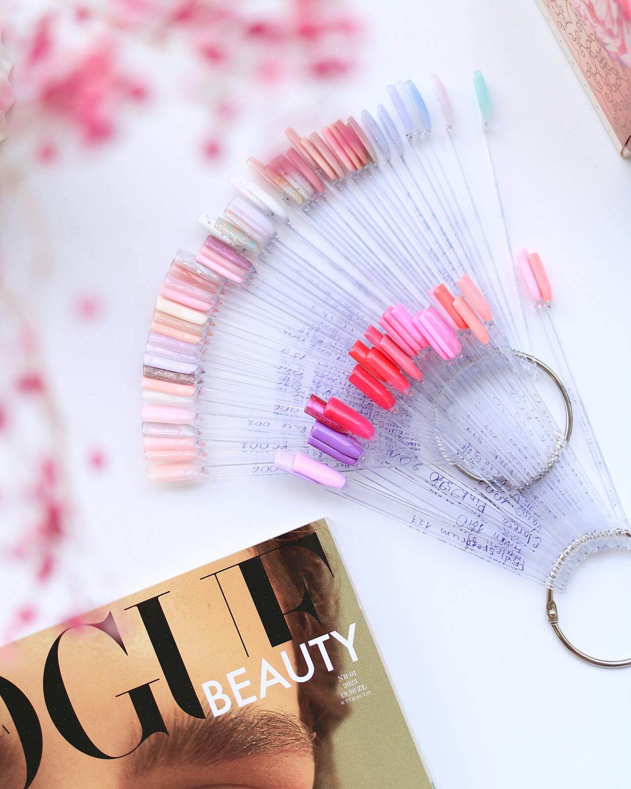 Colorful Nail Polish Swatches with Fashion Magazine
